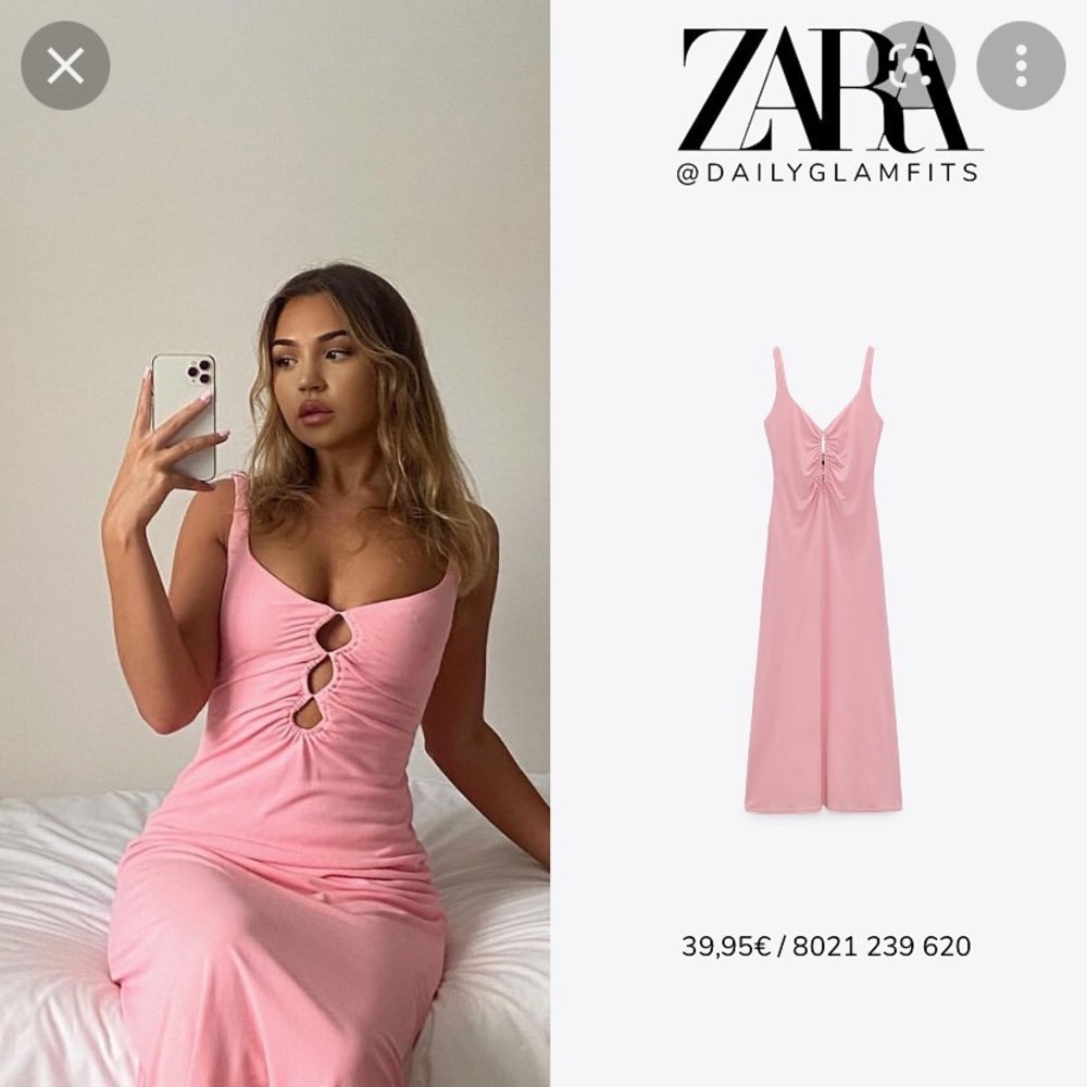 NWT Zara pink cut out midi dress